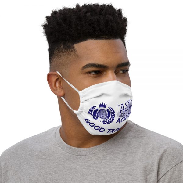 Man wearing White Face Mask Right side profile View The Ashe Academy Store