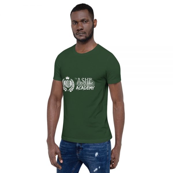 Man wearing Forest short sleeve Social Distancing T-Shirt facing right The Ashe Academy Store