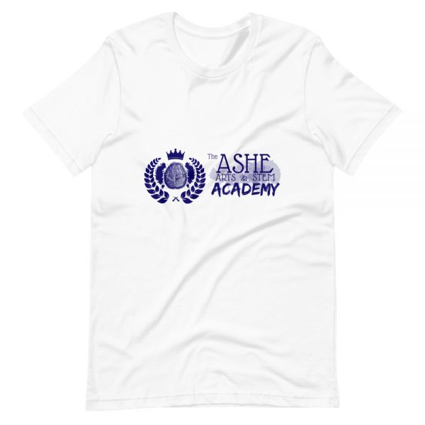 Men's White front view short sleeve Social Distancing T-Shirt with wrinkles The Ashe Academy Store