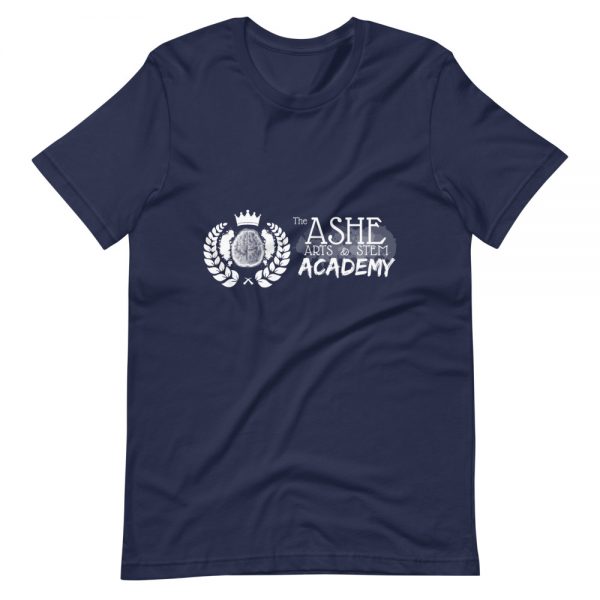 Men's Navy front view short sleeve Social Distancing T-Shirt with wrinkles The Ashe Academy Store