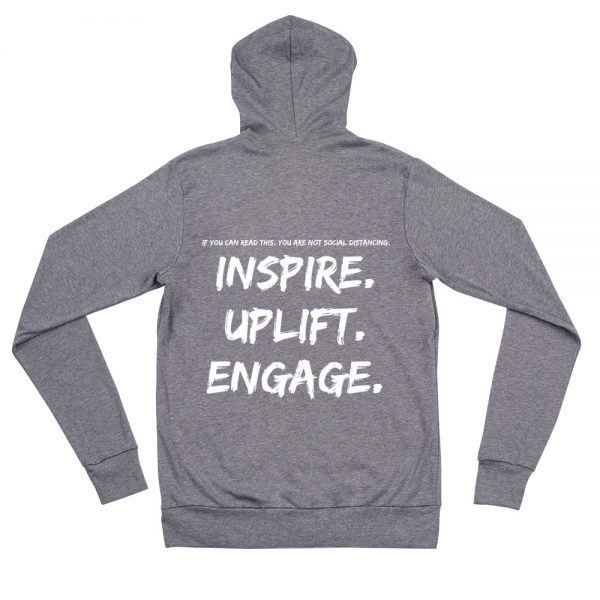 Grey Triblend Social Distancing Zip Hoodie back view The Ashe Academy Store